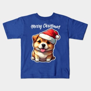 Christmas Puppy, Cute Christmas Dog, Santa Dog, Funny Kids T-Shirt